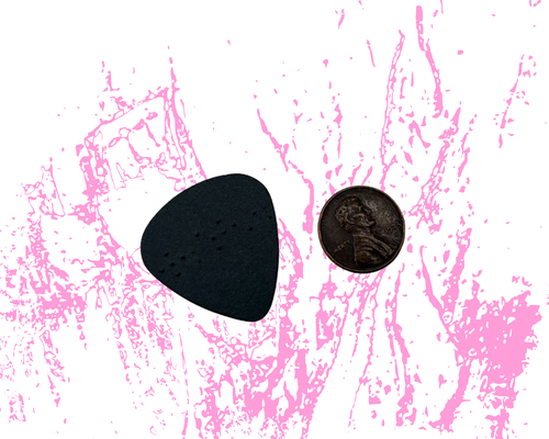 WASTED Braille carbon fiber guitar pick, raised braille texture across the face